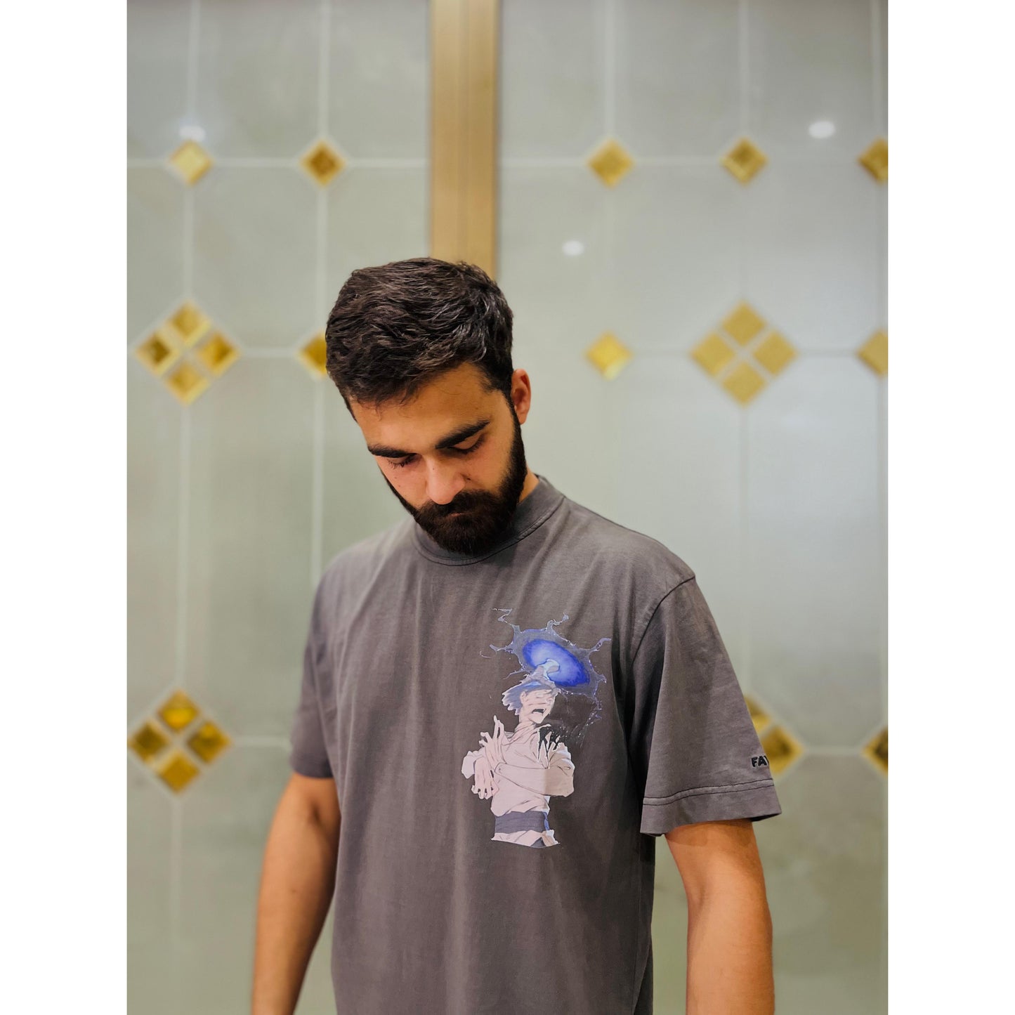 Anime Electric Aura Graphic Tee – Oversized Cotton Unisex T-Shirt