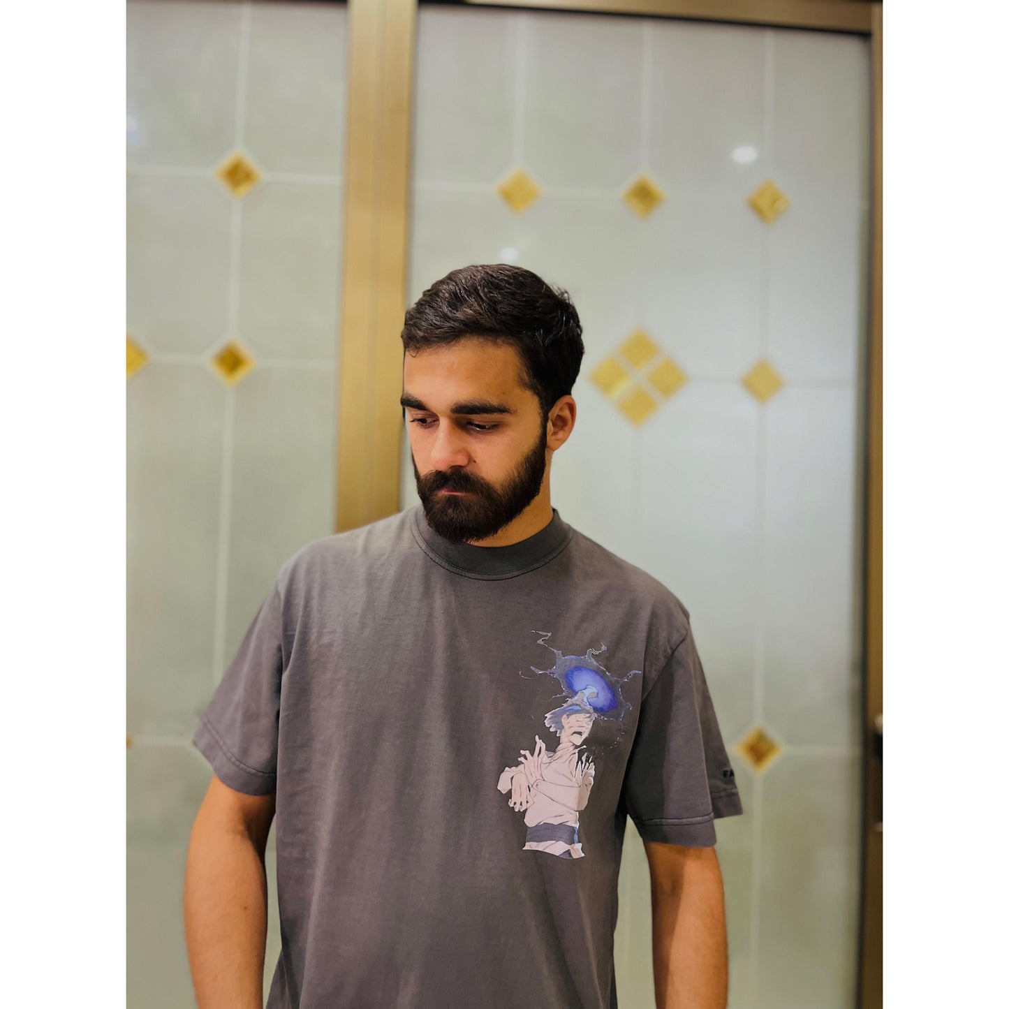 Anime Electric Aura Graphic Tee – Oversized Cotton Unisex T-Shirt